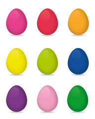 Set of nine Colorful Easter Eggs