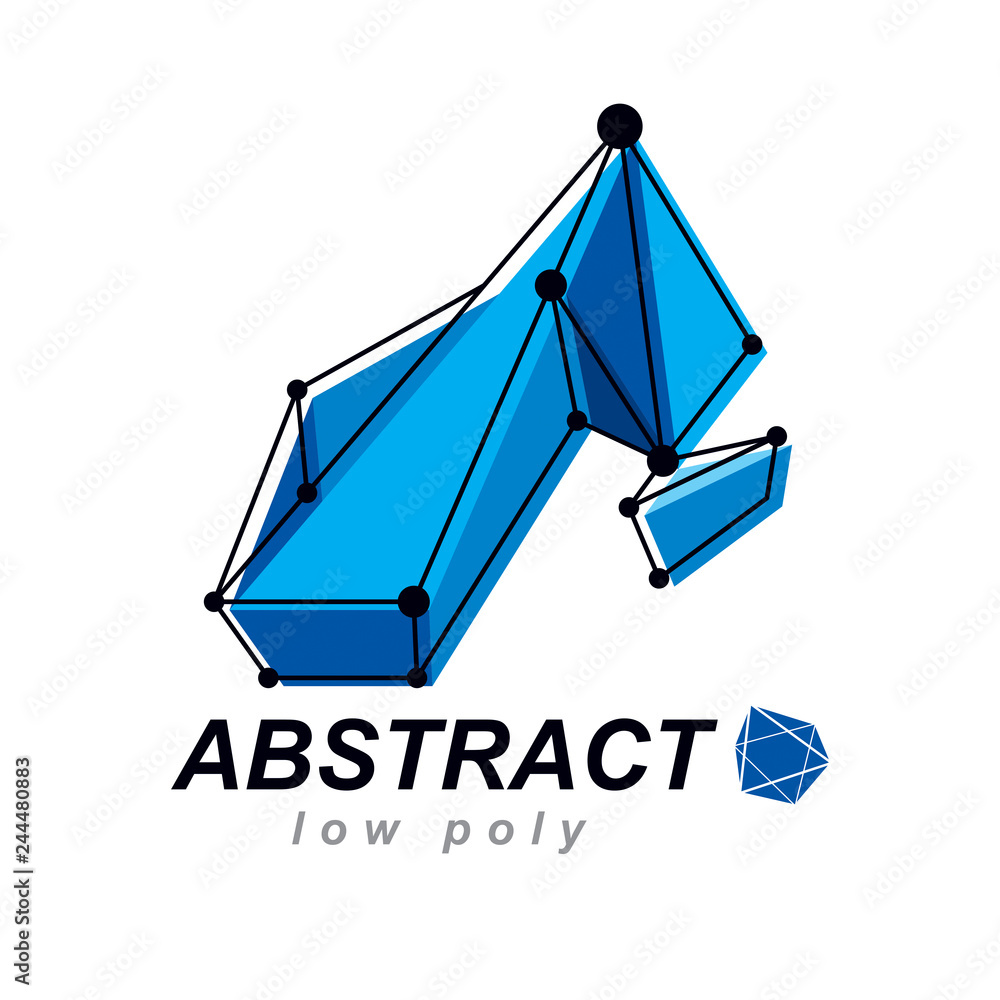 Poster 3d origami abstract mesh object, vector abstract design element. innovation technologies abstract lo