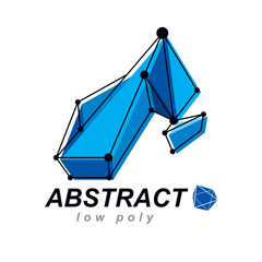 3d origami abstract mesh object, vector abstract design element. Innovation technologies abstract logo.