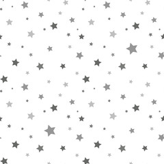 Star seamless pattern. White and grey retro background. Chaotic elements. Abstract geometric shape texture. Effect of sky. Design template for wallpaper,wrapping, textile. Vector Illustration.