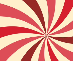 Fototapeta premium Vintage Sunburst Beams Background. Retro Flat Design Backdrop with Red and Yellow Twisted Rays.