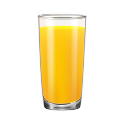 Glass with orange juice isolated on white background.