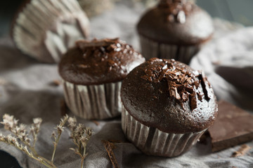 Chocolate Muffins on the Table
