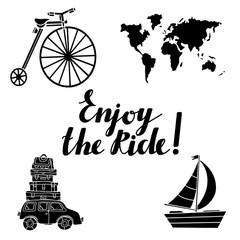 Travel black silhouettes set