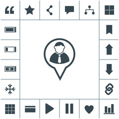 Map pointer user sign icon.