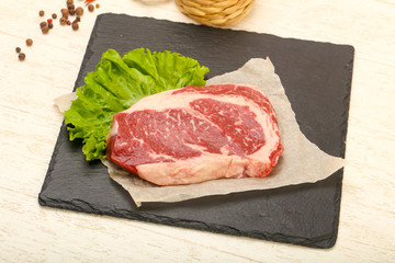 Rib eye raw steak