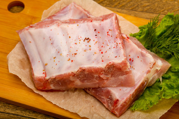 Raw pork ribs