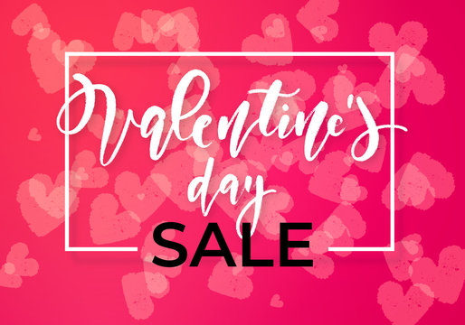 Bright red Valentines day sale design for banner, tag or store offer. Vector illustration.