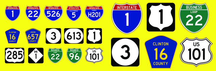 set of USA street sign. easy to modify