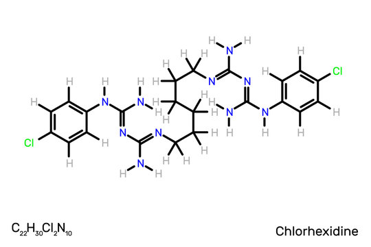 Chlorhexidine antiseptic structural formula. Vector illustration