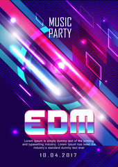 Poster electronic music dj party retro design vector background