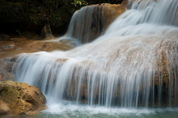 Fototapeta na wymiar Beautiful Waterfall in the jungle, Erawan, Thailand