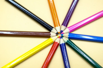 Pattern of Pencils of accessories fashion lifestyle, background from pencils on paper of office desk concept.