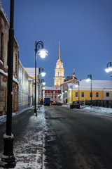 Russia, Yaroslavl region, Rybinsk. City street in winter