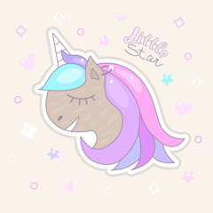 Cute dark unicorn, sticker