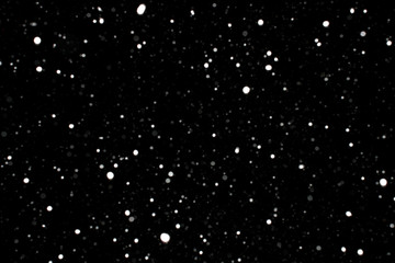 Real snowflakes falling at night 