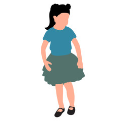 vector, on white background, faceless child, girl in dress