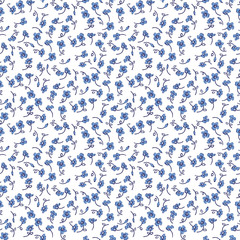 A lot of small blue flowers on a white background. Seamless pattern. - 244487206