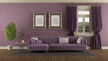 Purple retro living room