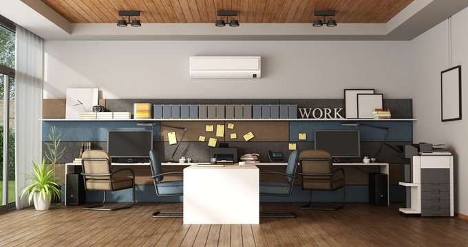 Large office with four workstation