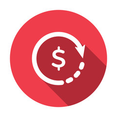 Obraz premium Clock with dollar sign. Time is money concept, clock and coin, long term financial investment, superannuation savings, future income, annual revenue, money profit and benefit, vector flat flat icon