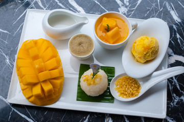 Mango and sticky rice,Thai style tropical dessert.