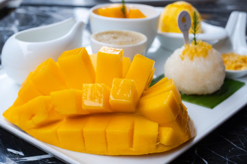 Mango and sticky rice,Thai style tropical dessert.