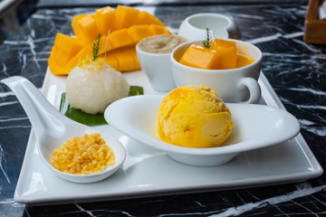 Mango and sticky rice,Thai style tropical dessert.