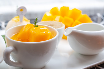 Mango and sticky rice,Thai style tropical dessert.