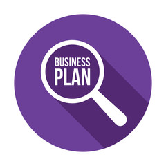 Business Plan Word Magnifying Glass. Vector illustration