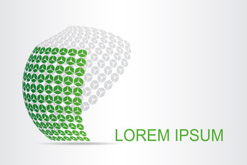 Abstract technology logo stylized spherical surface with abstract shapes. This logo is suitable for global company, world technologies, media and publicity agencies 