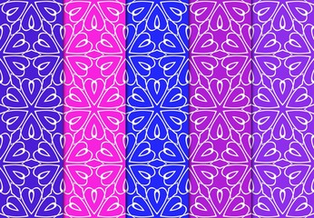 Set of Seamless Geometrical Pattern. Vector Illustration. For Design, Wallpaper, Fashion Print. Blue, red, purple color