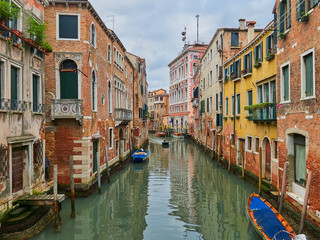 Scenic canal with gondola, Venice, Italy