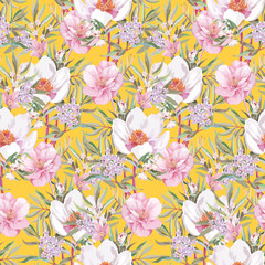 Beautiful elegant watercolor rose and peony flower illustration