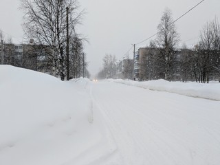 snowy road in winter