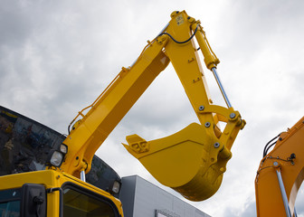 Detail of hydraulic bulldozer piston excavator arm