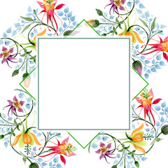 Ornament floral botanical flower. Watercolour drawing fashion aquarelle isolated. Frame border ornament square.