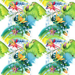 Obraz premium Ornament floral botanical flower. Watercolour drawing fashion aquarelle isolated. Seamless background pattern.