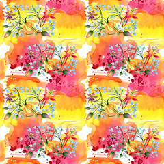 Ornament floral botanical flower. Watercolour drawing fashion aquarelle isolated. Seamless background pattern.