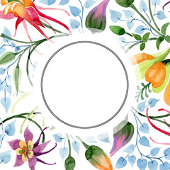 Ornament floral botanical flower. Watercolour drawing fashion aquarelle isolated. Frame border ornament square.