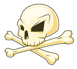 Cartoon jolly roger. Skull and crossbones