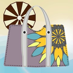 Woman bag with mandala ornament. Ladies handbags on summer backgroound. Fashion accessories. Vector illustration.