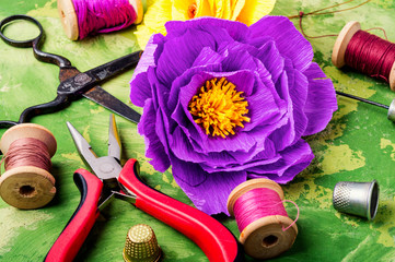 Colourful handmade paper flowers