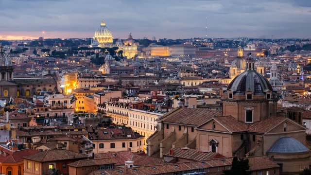 Aerial View in Historical Capital Rome with Landmarks Around River Tiber in Italy