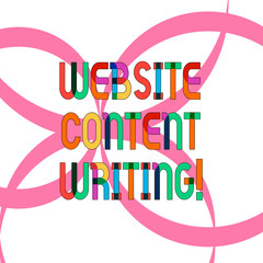 Writing note showing Website Content Writing. Business photo showcasing writing an informative content for a websites Ribbon Forming Geometric Round Shape Overlapping on Isolated Surface