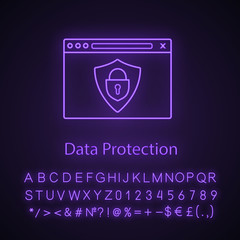 Data protection neon light icon