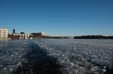 Fototapeta na wymiar Stockholm Water Front a Winter Day 