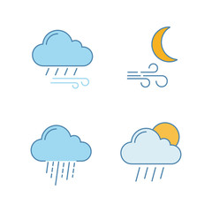 Weather forecast color icons set