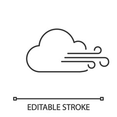 Cloudy windy weather linear icon