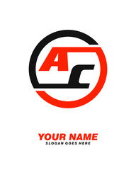 Initial A C circle logo template vector